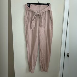 Abercrombie & Fitch Belted Tie Paperbag Joggers 100% Lyocell Light Pink Size S